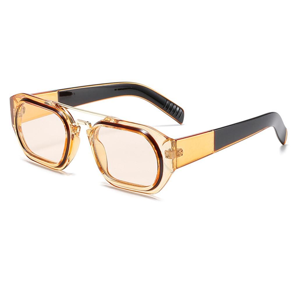 Retro Style Teens Adults Beam Square Sun Glasses Rectangle Black Tawny