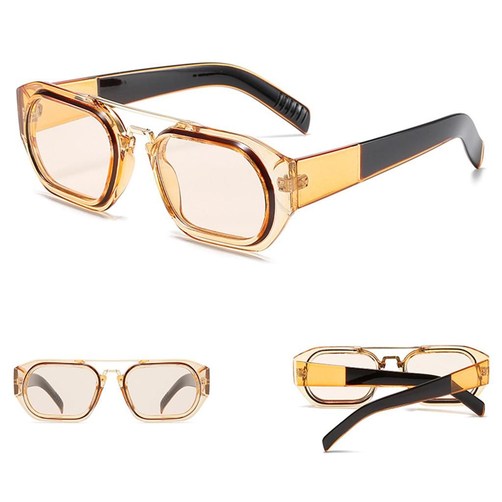 Retro Style Teens Adults Beam Square Sun Glasses Rectangle Black Tawny