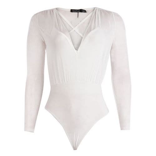 Basic Female 2in1 Mesh Body Top In White Bundle (40pcs)