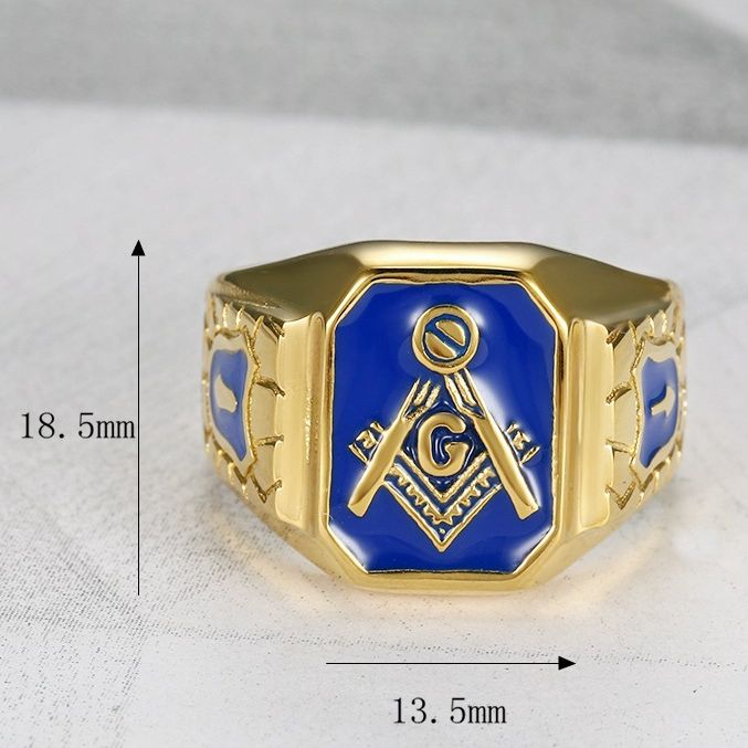 Free Masonry Titanium Lucky Finger Charms Ring