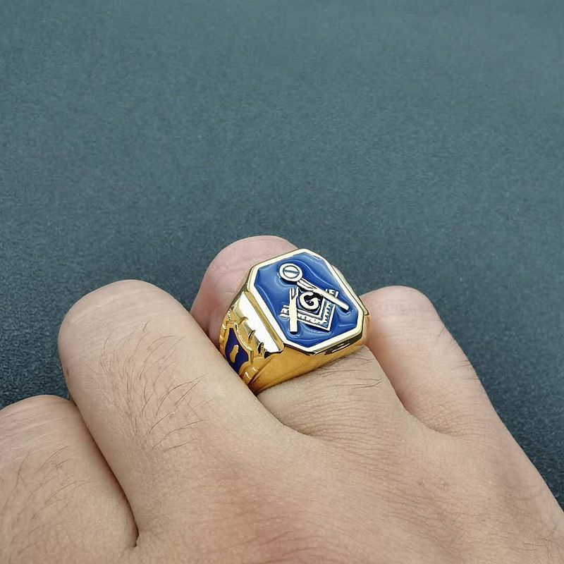 Free Masonry Titanium Lucky Finger Charms Ring