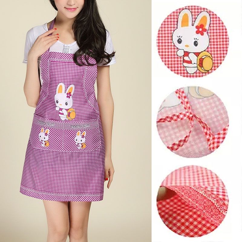 Cartoon Bunny Pattern Sleeveless Apron(Pink)
