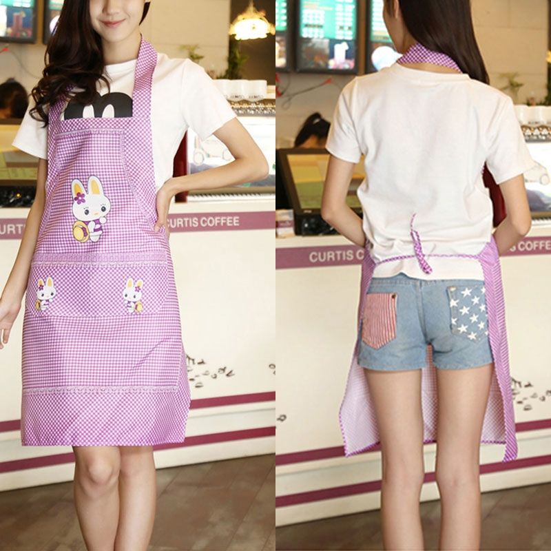 Cartoon Bunny Pattern Sleeveless Apron(Pink)