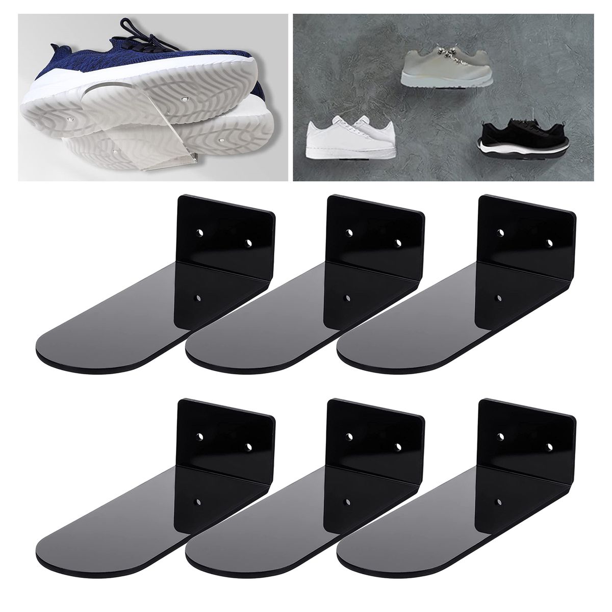 6pcs Floating Shoe Shelves Wall Mounting Saving-Space