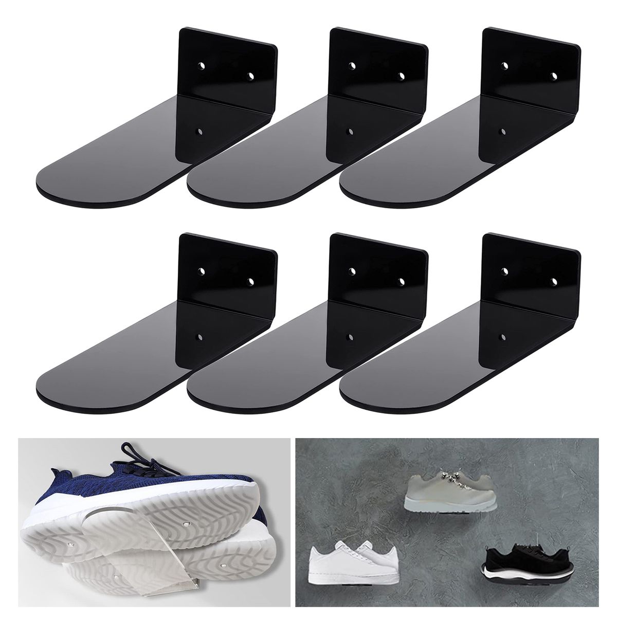6pcs Floating Shoe Shelves Wall Mounting Saving-Space