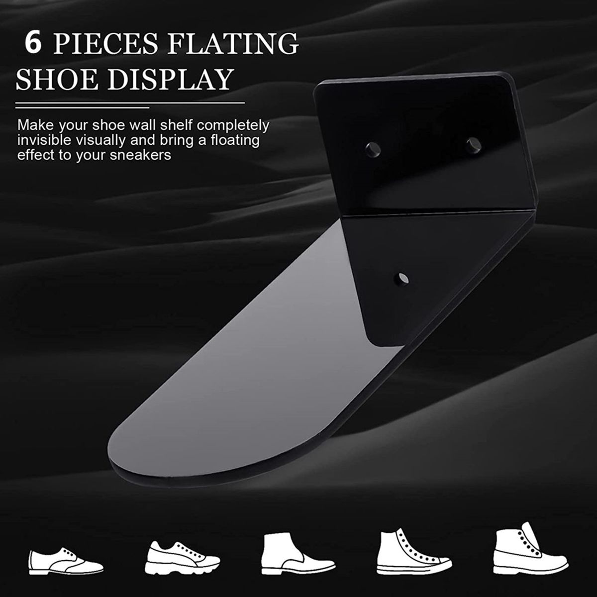 6pcs Floating Shoe Shelves Wall Mounting Saving-Space