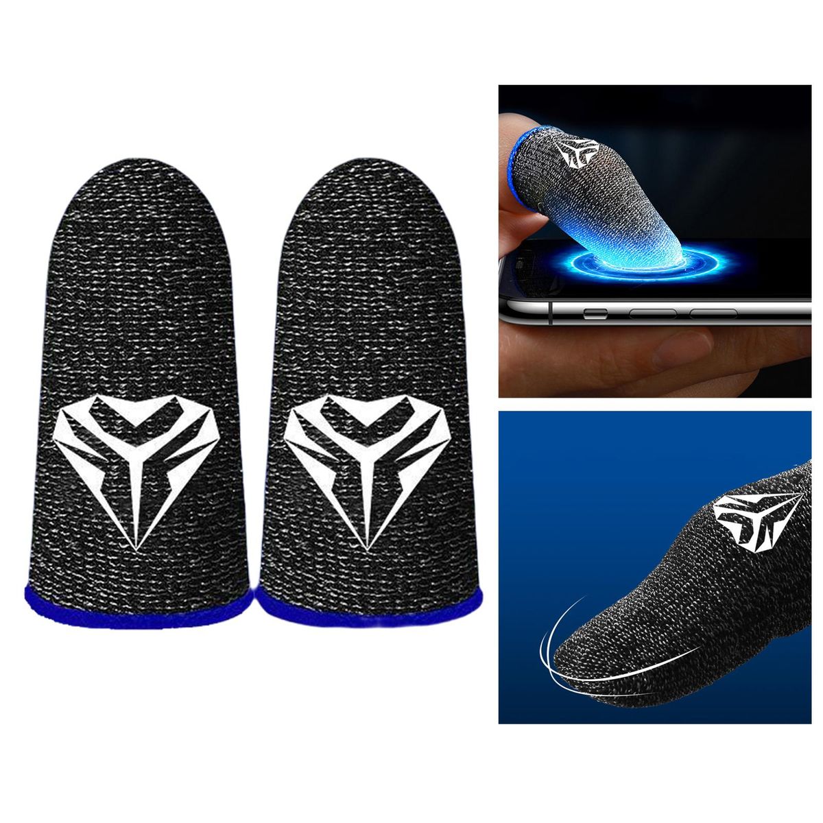 1 Pair Gaming Finger Sleeve Thumb Sleeve Sweatproof For Mobile Blue