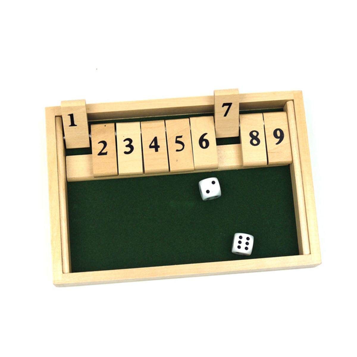 12 Number Shut The Box Board Game Wooden Case Circa Vintage Drinking Pub Dice