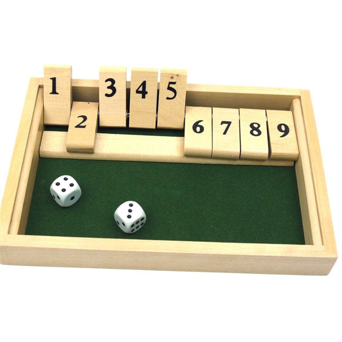 12 Number Shut The Box Board Game Wooden Case Circa Vintage Drinking Pub Dice