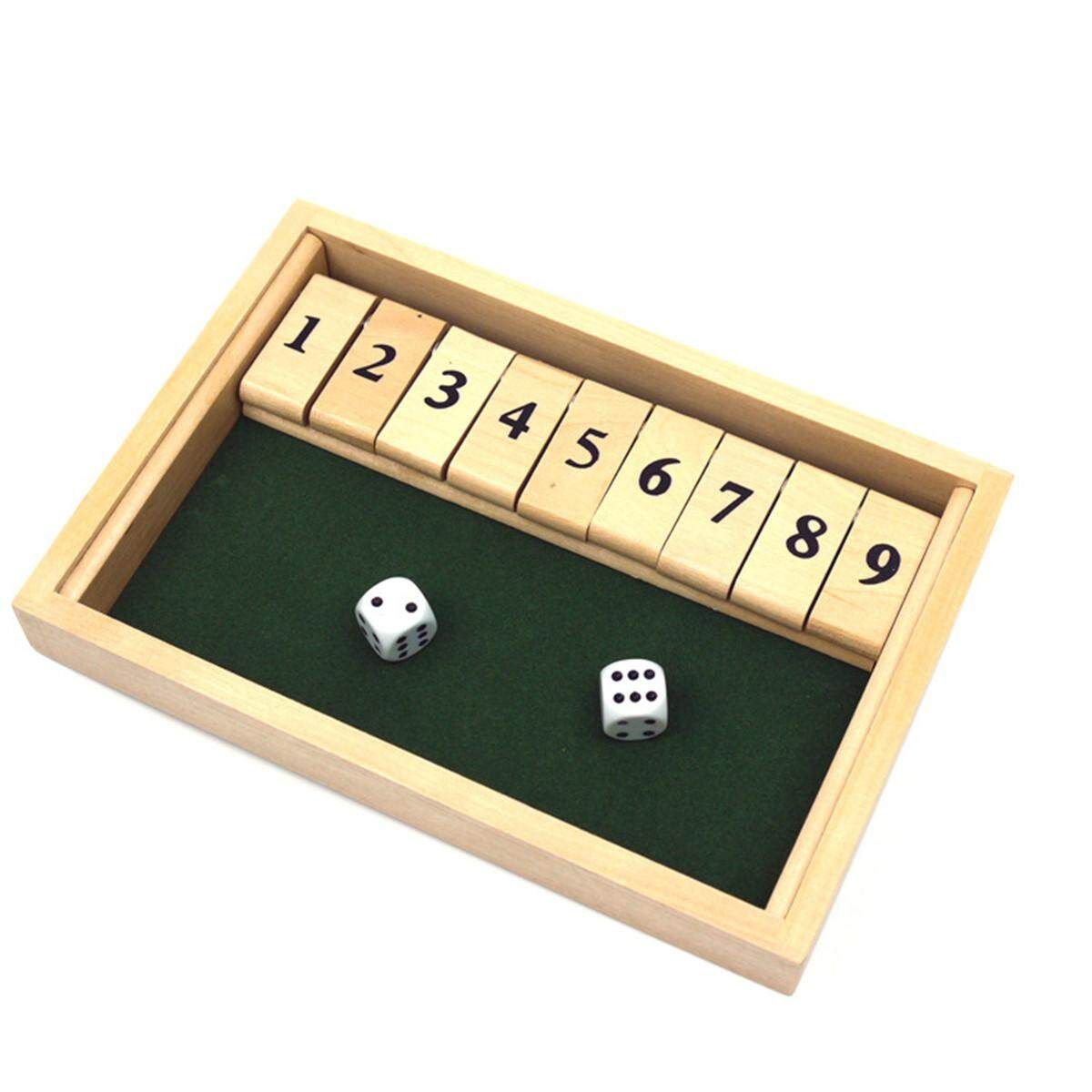 12 Number Shut The Box Board Game Wooden Case Circa Vintage Drinking Pub Dice
