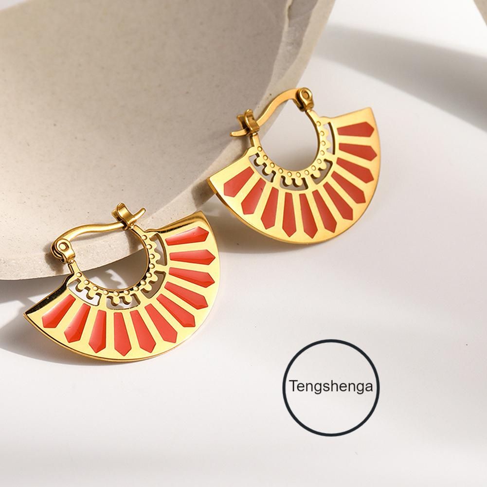 Women Simple Style Fan Stud Earing Elegant Stylish Dangler