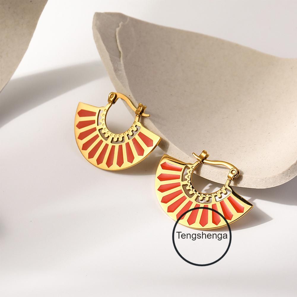 Women Simple Style Fan Stud Earing Elegant Stylish Dangler
