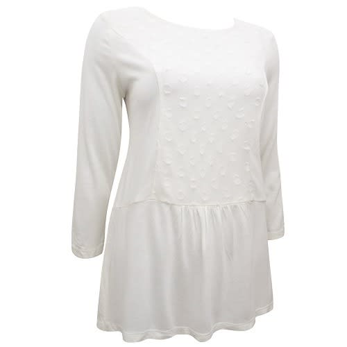 Jacquard Spot Mesh Panelled Jersey Top