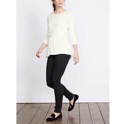 Jacquard Spot Mesh Panelled Jersey Top