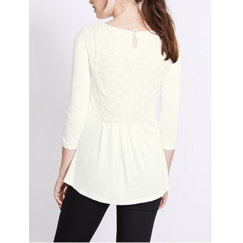 Jacquard Spot Mesh Panelled Jersey Top