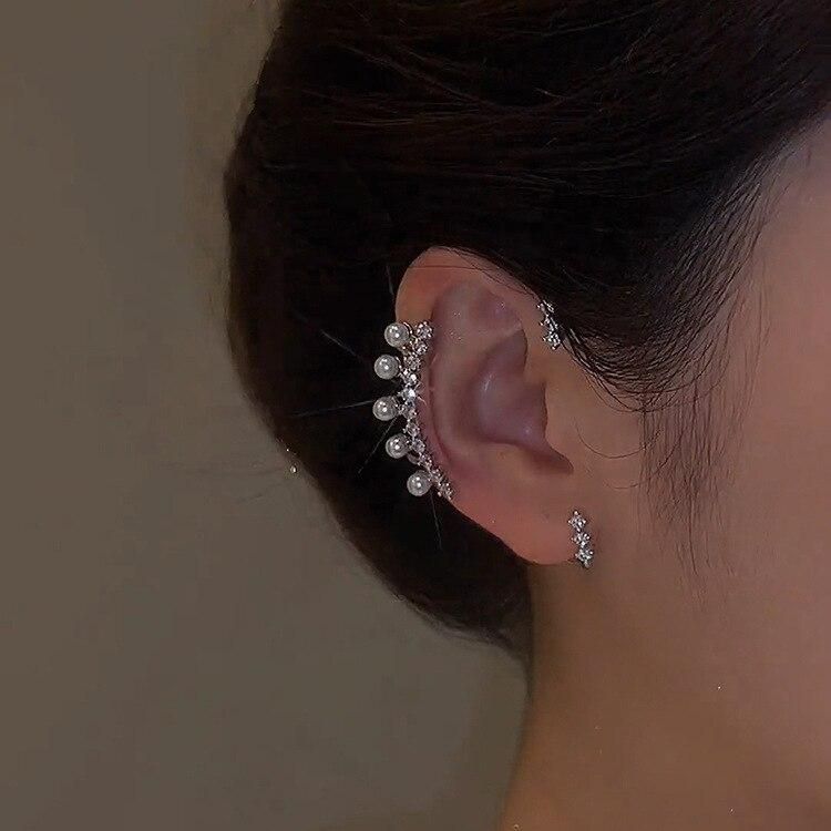 Cross-Border New One-Piece Ear Bone Clip Women's Zircon Rhinestone Light Luxury Exquisite Niche Design High-End Sense Earrings E