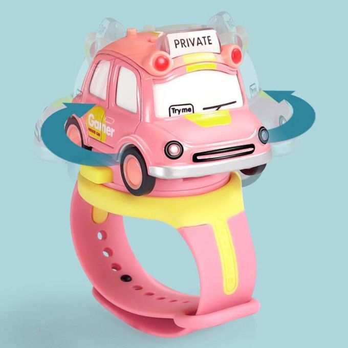 Mini Cute Funny Electronic Cartoon Car Digital Watch-Pink