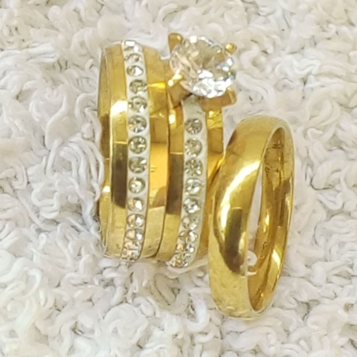 G5 Goldplated Wedding Ring Set(3pieces Set For Couple)