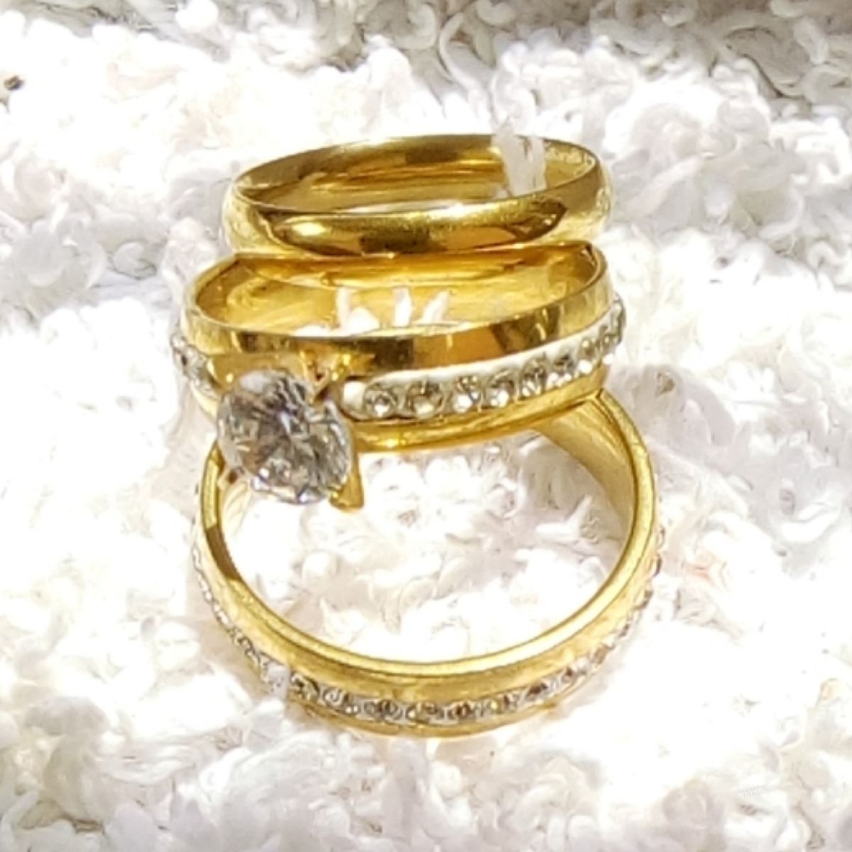 G5 Goldplated Wedding Ring Set(3pieces Set For Couple)