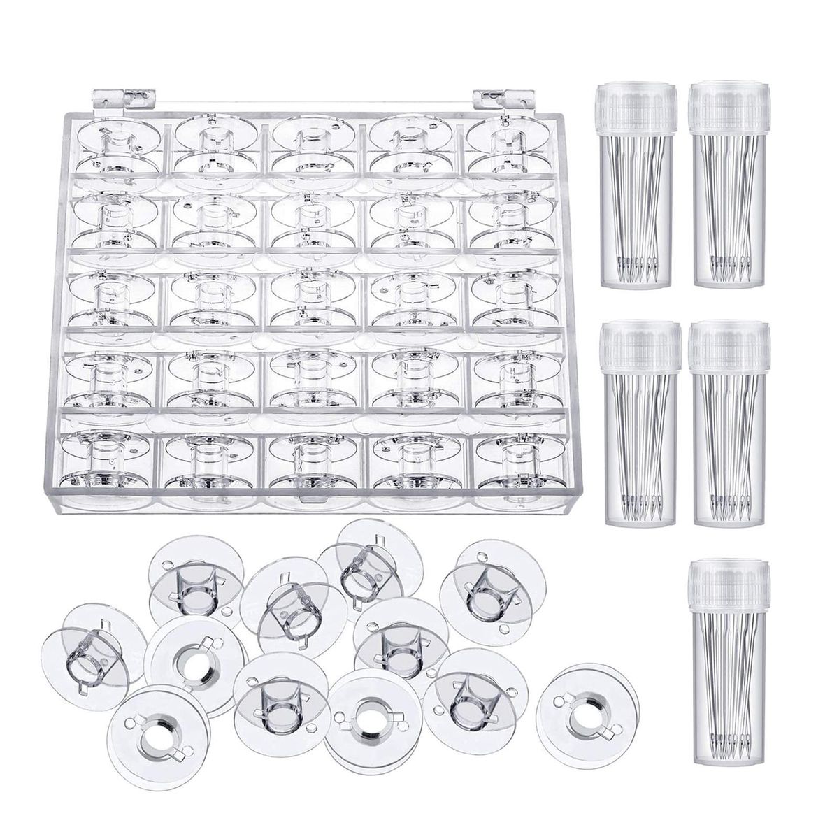 30Pcs Plastic Empty Bobbins Sewing Machine &  For Brother,