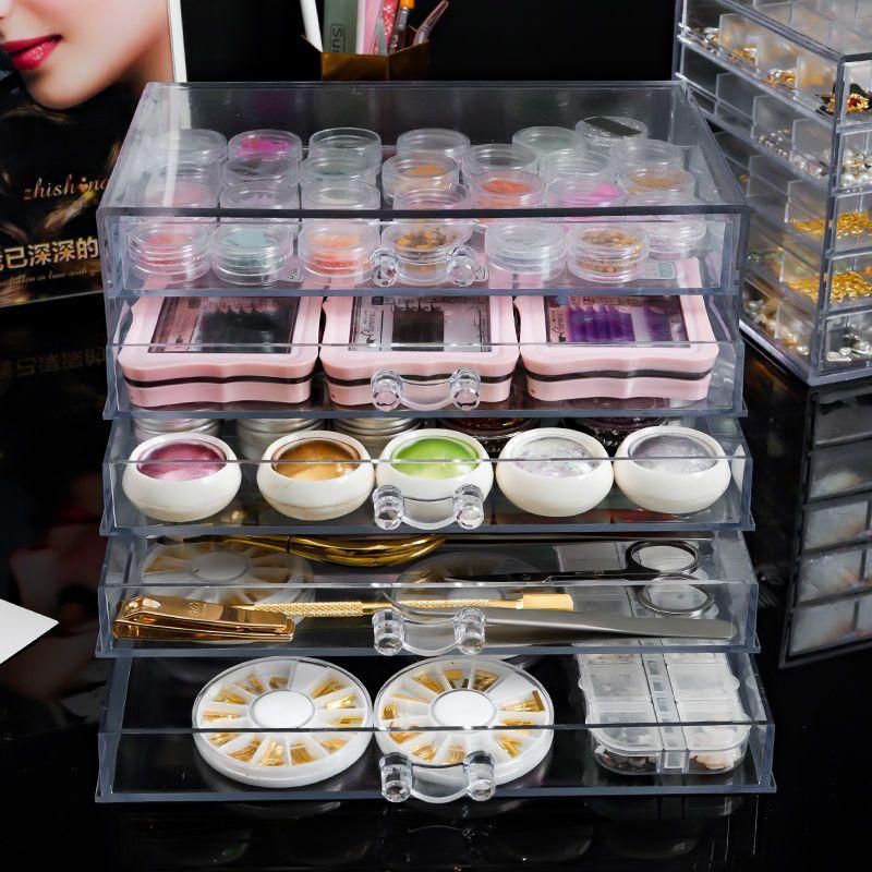 Storage Box Manicure Japanese Style Jewelry Box Diamond Box Drawer Box Classification Desktop Brush Acrylic Storage Box