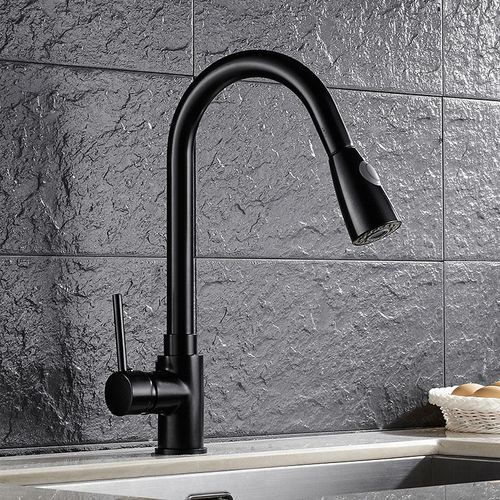 Kitchen Pull Out Cool Black  Finish Flexible Hot And Cold Mixer  Faucet