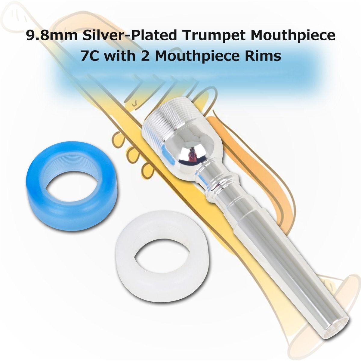 9.8mm Silver-Plated Copper Trumpet Mouthpiece 7C With