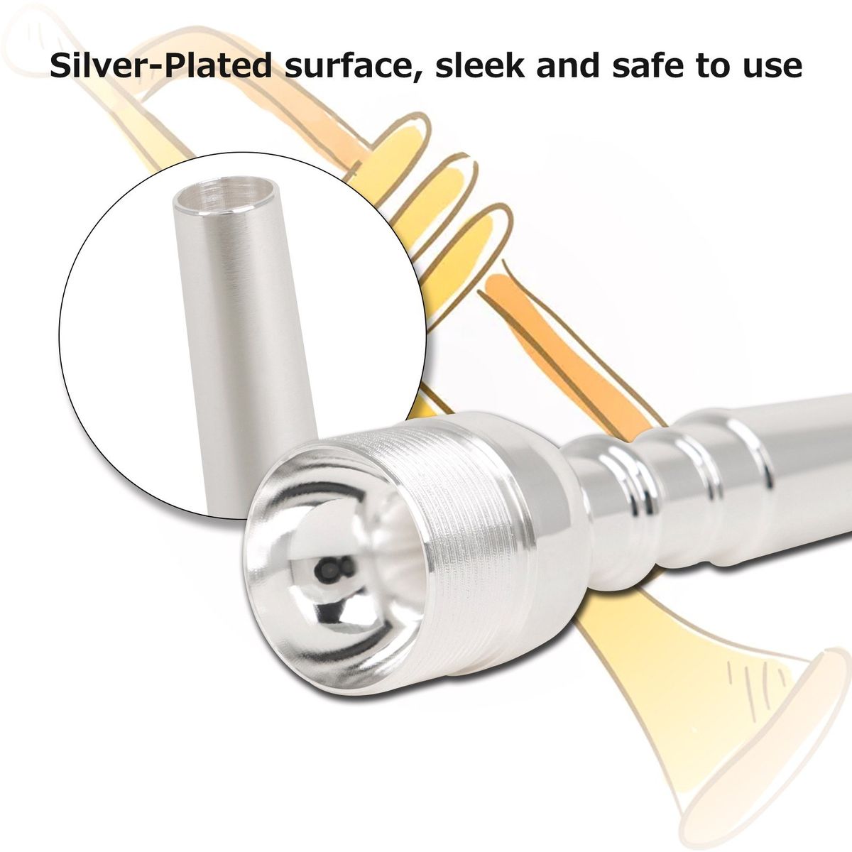 9.8mm Silver-Plated Copper Trumpet Mouthpiece 7C With