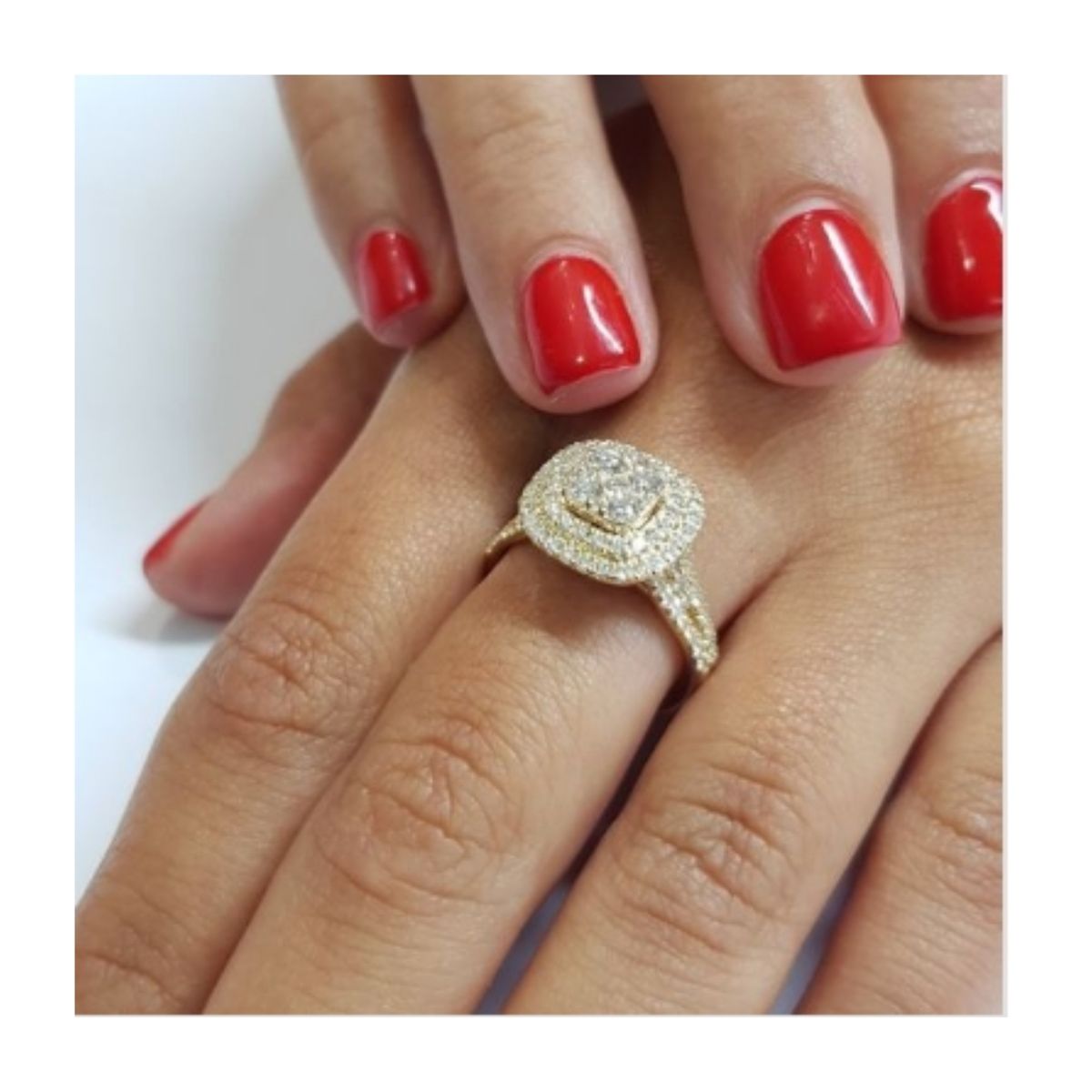 Gold Steel Engagement And Wedding Ring +ring Box