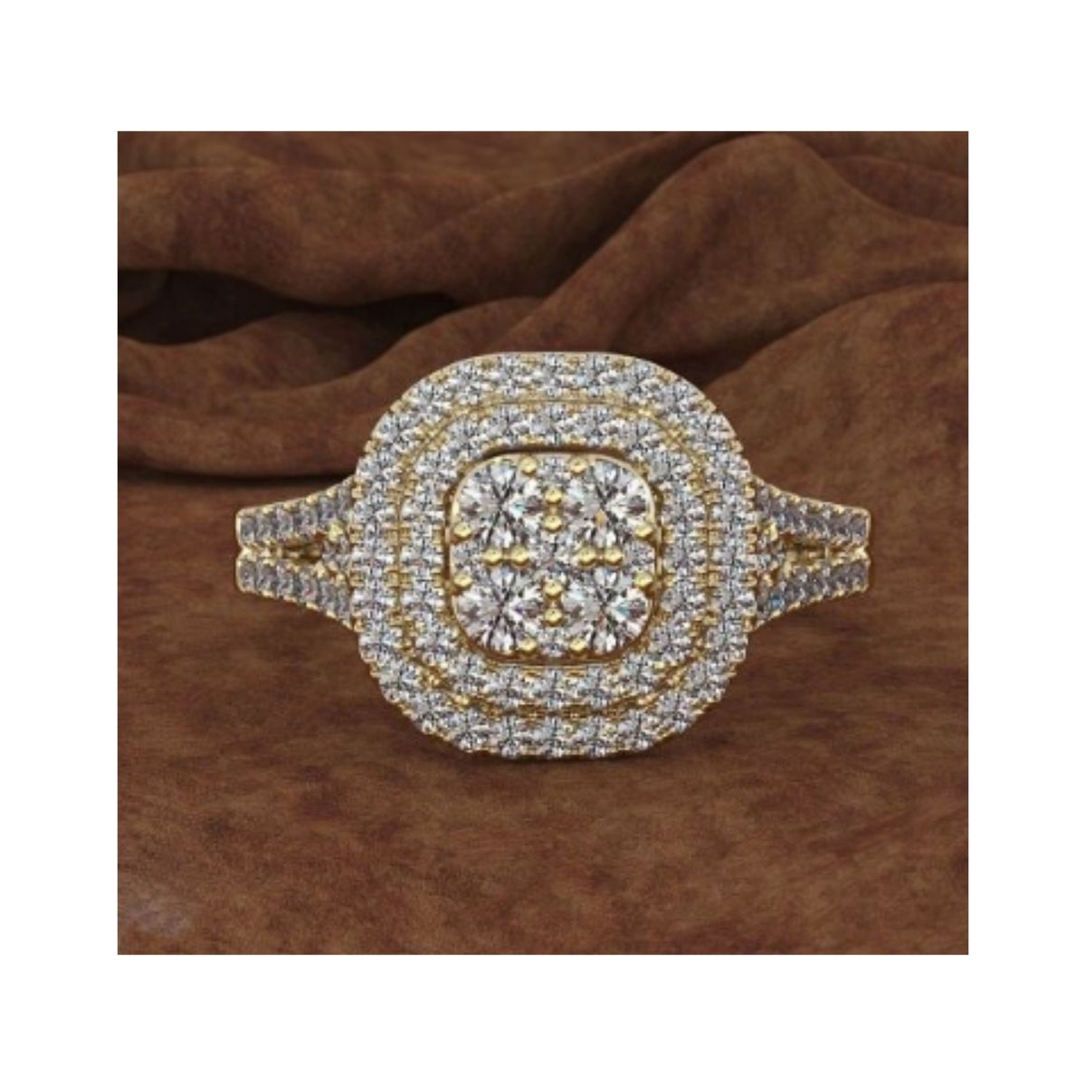 Gold Steel Engagement And Wedding Ring +ring Box