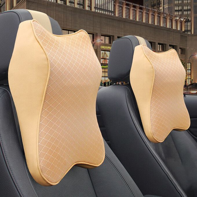 Car Seat Headrest Pad Memory Foam Pillow Head Neck-Beige