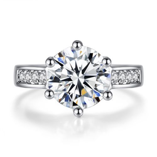 New Diamond Silver Ladies Engagement Ring + Ring Box