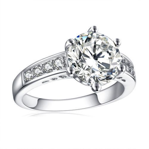 New Diamond Silver Ladies Engagement Ring + Ring Box