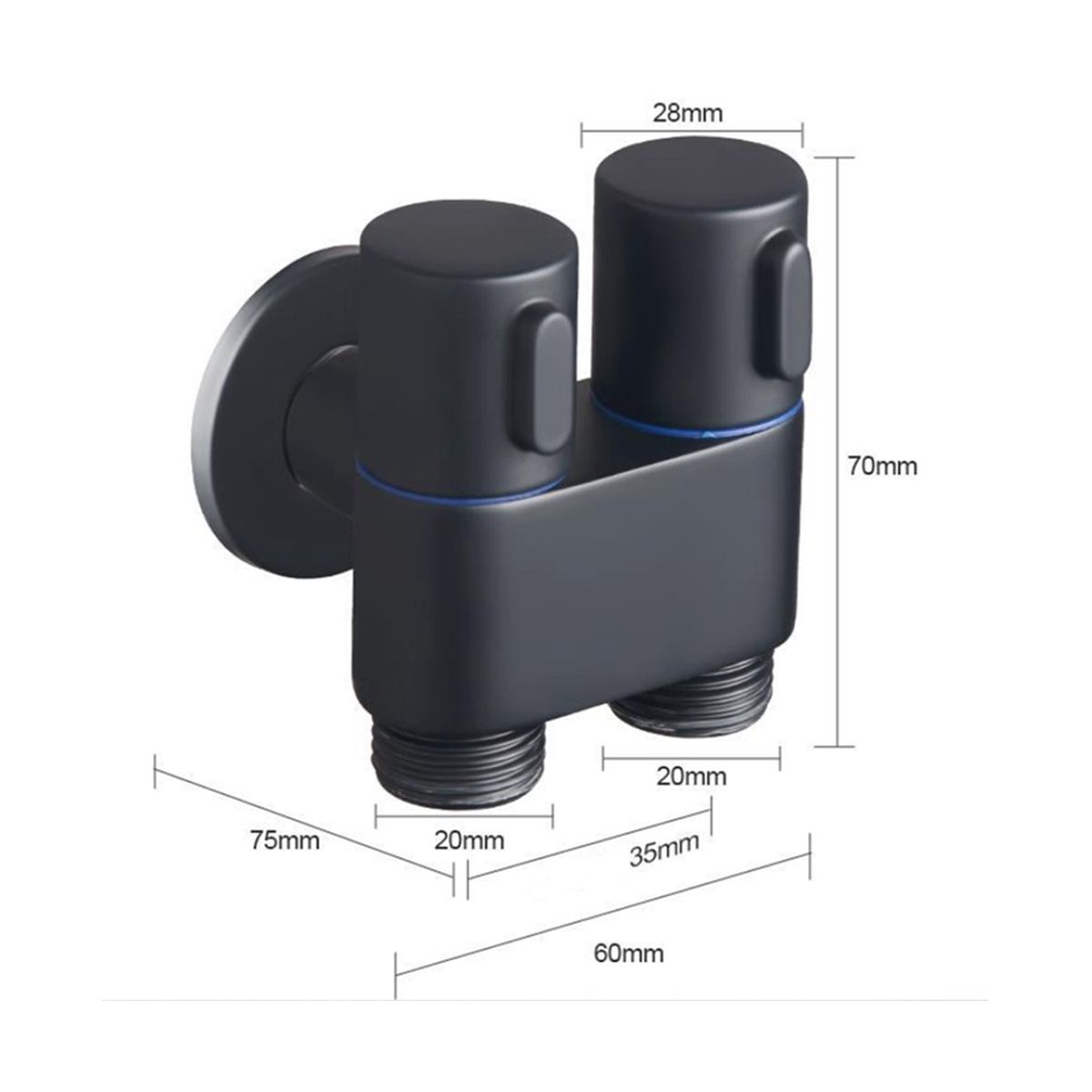 Wall-Mounted Faucet 1 in 2 Out Diverter Angle Valve Dual