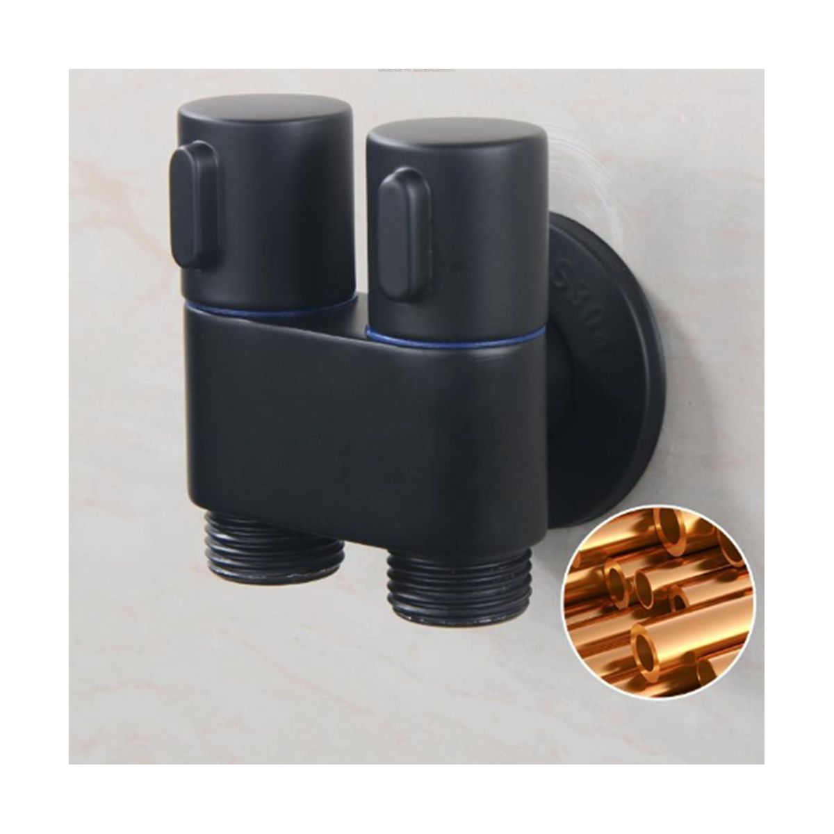 Wall-Mounted Faucet 1 in 2 Out Diverter Angle Valve Dual