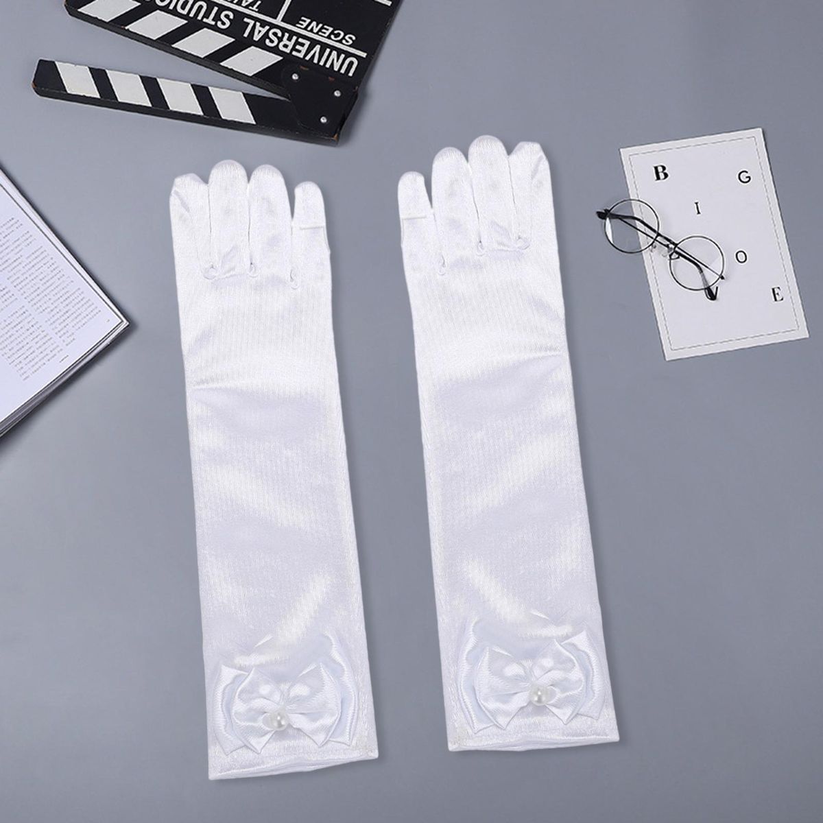 Flower Girl Gloves Princess Style Satin Flower Girls Gloves Elegant White