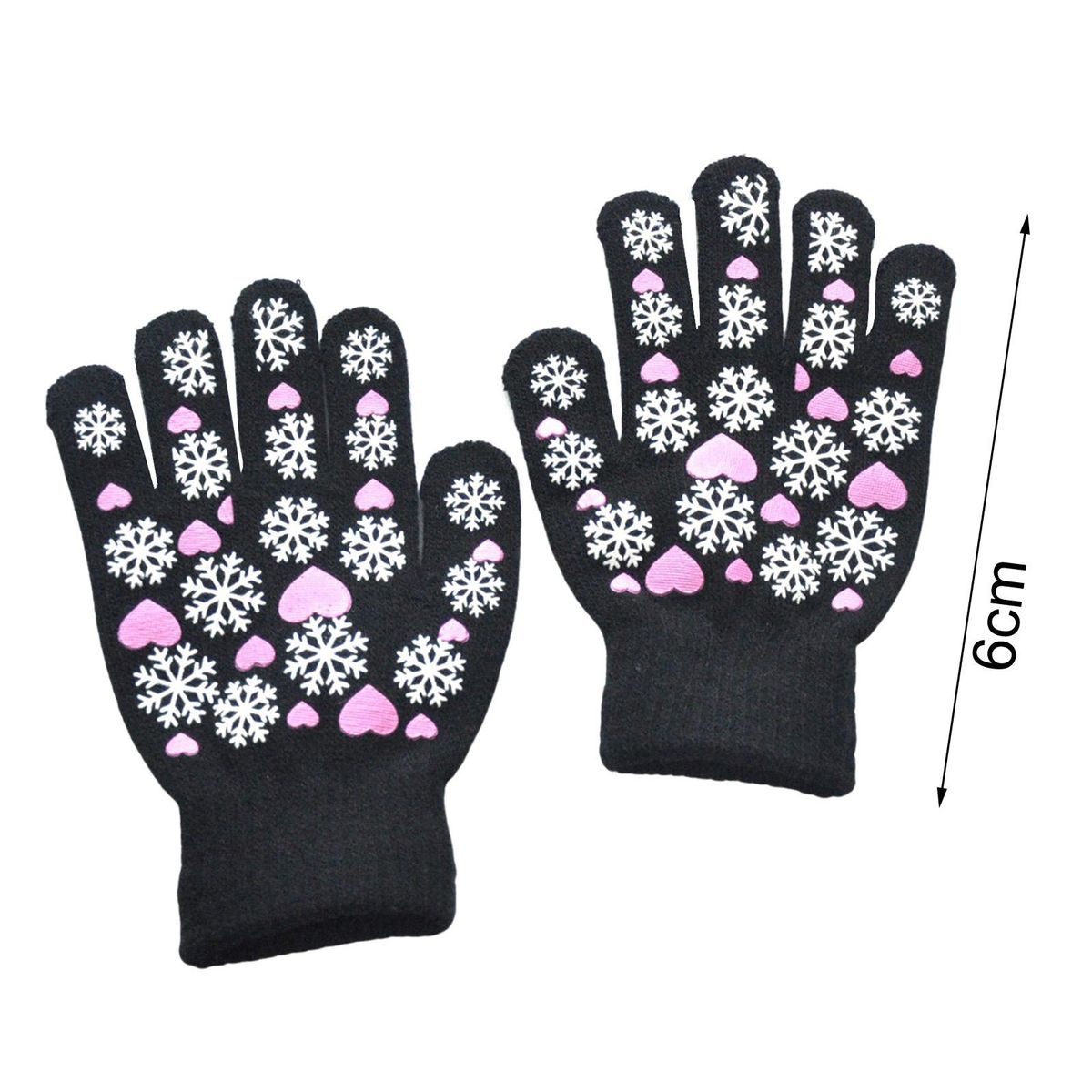 1 Pair Kids Winter Snowflake Pattern Pupil Black