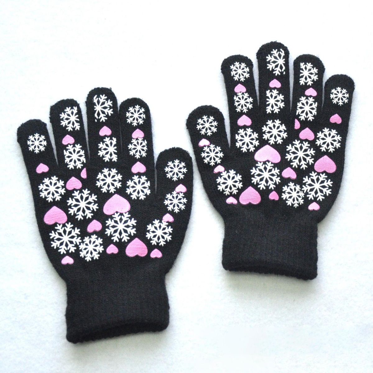 1 Pair Kids Winter Snowflake Pattern Pupil Black