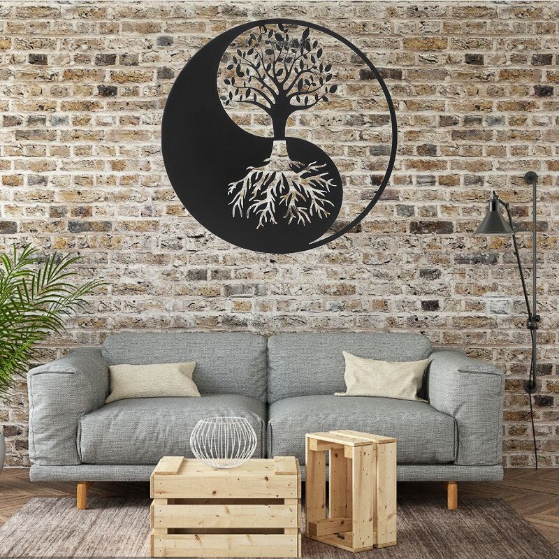 Tree Of Life Hanging Wall Metal Art Round Hanging Sculpture
