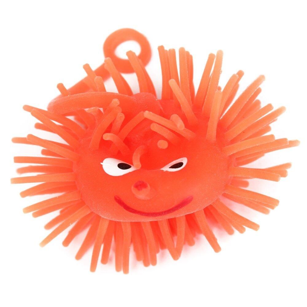 Smile Face Puffer Ball With Flashing Light Throw Squeeze Spiky Massage Funny Toy