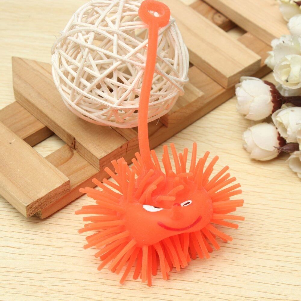 Smile Face Puffer Ball With Flashing Light Throw Squeeze Spiky Massage Funny Toy