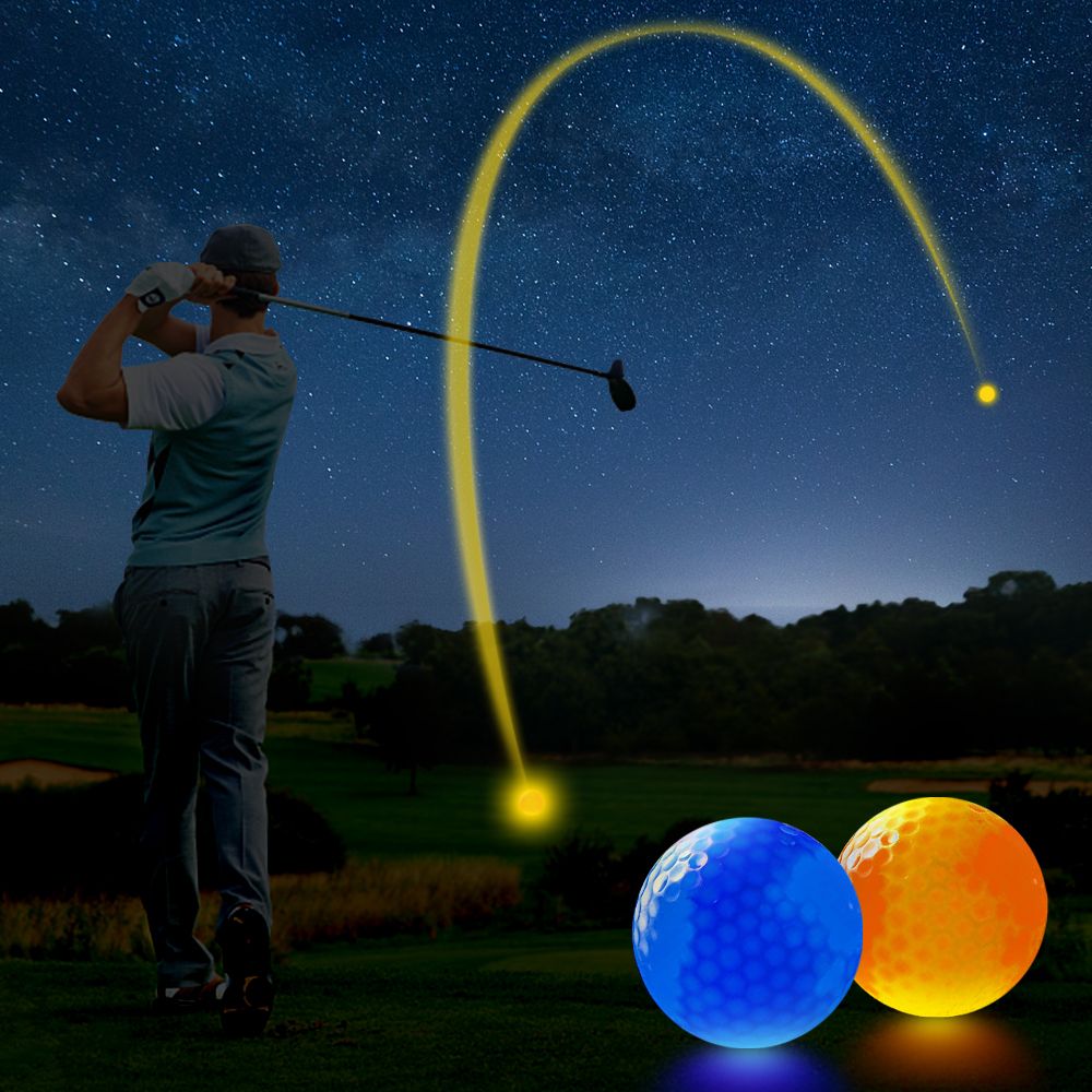 2pcs LED Glowing Golf Balls Night LED Golf Balls Luminous