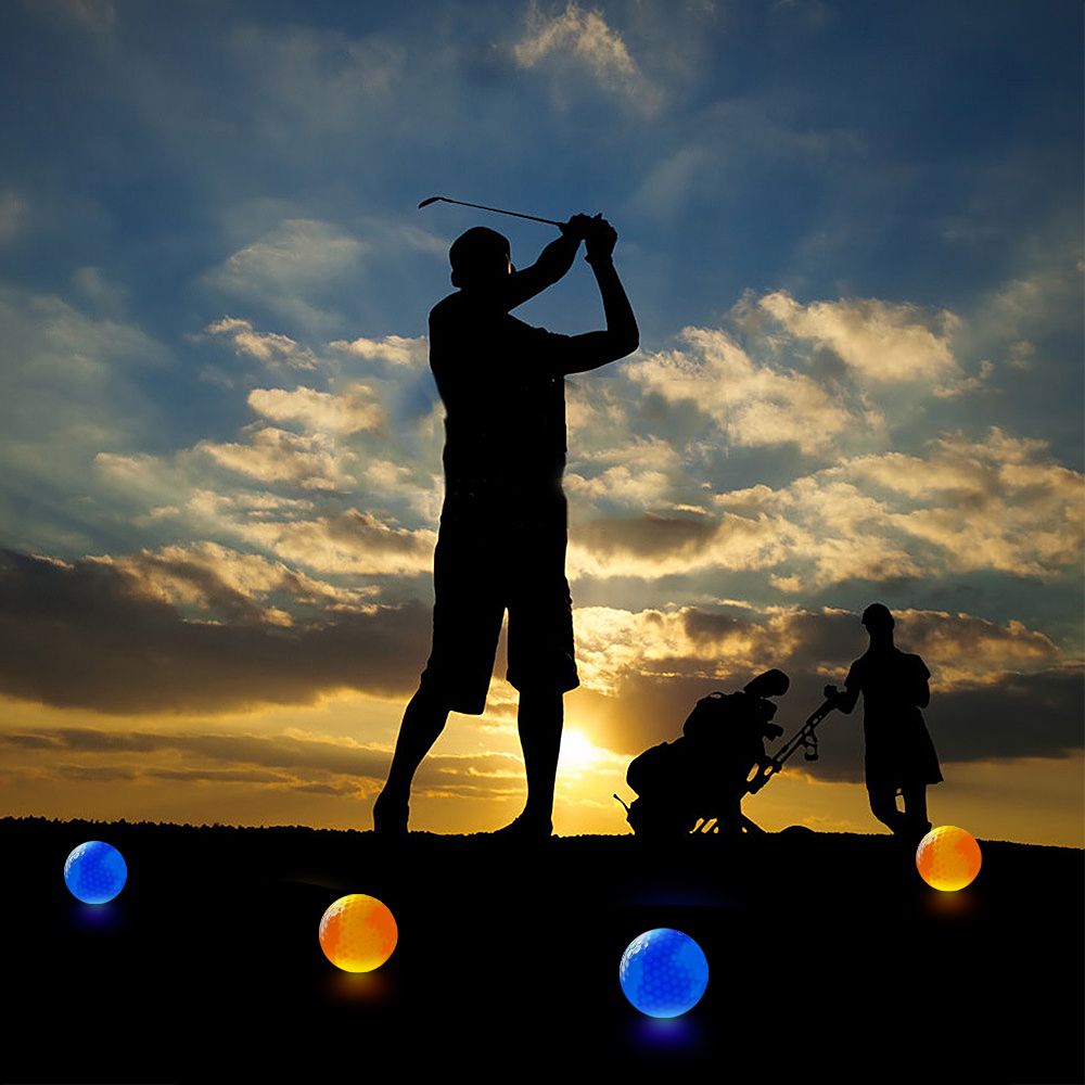 2pcs LED Glowing Golf Balls Night LED Golf Balls Luminous