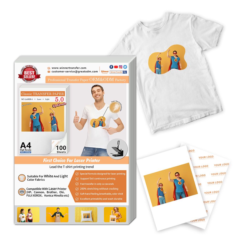 Laser Light Heat Transfer Paper For Cotton A4 20sheets