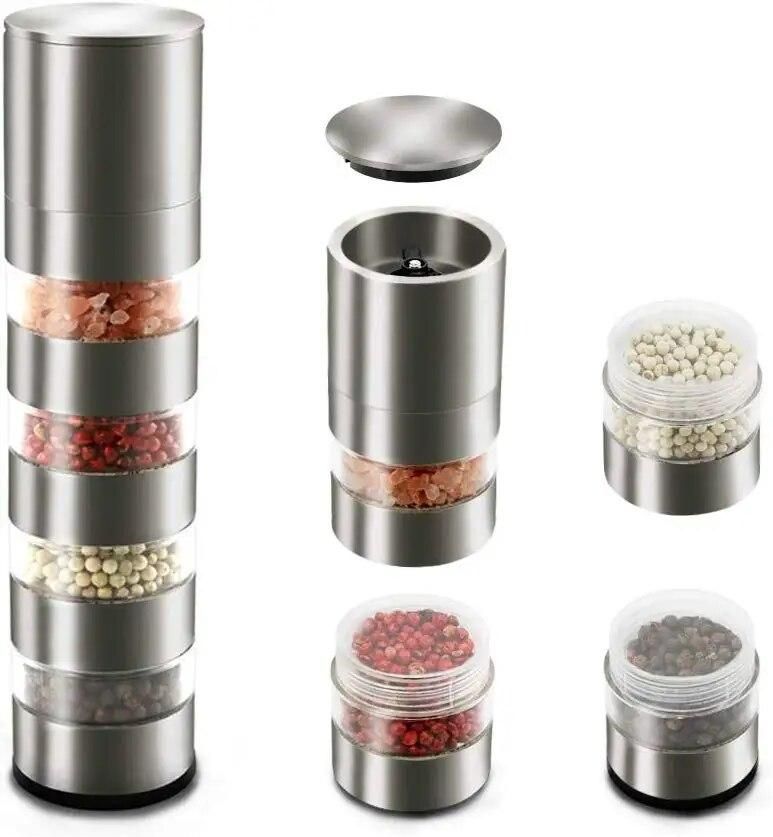 Multi-layers Pepper Mill Shaker Salt and Peper Grinder Stainless Steel Manual Pepper Mill BBQ Tools Kitchen Cooking Gadgets