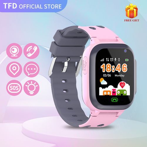 Kids Smart Watch Sim Card Call Phone Smartwatch For Children SOS Photo Waterproof Camera LBS Location Tracker Gift IOS Android(#Blue)