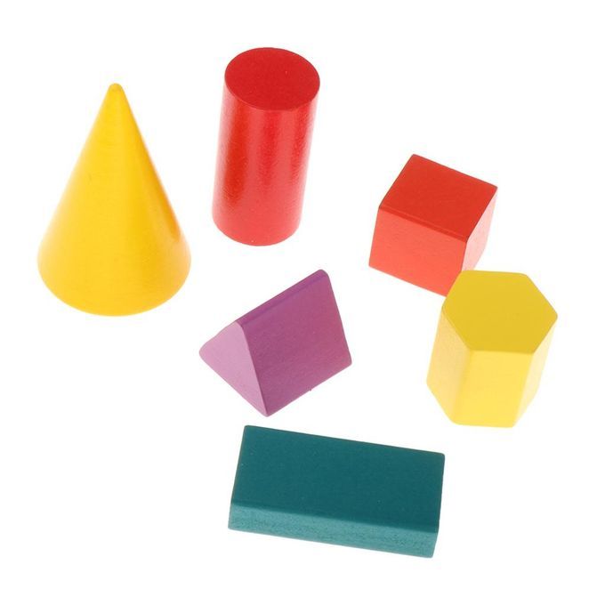 45x 3D Shapes Geometric Solids Wooden   Toys Math Games Toys Blocks