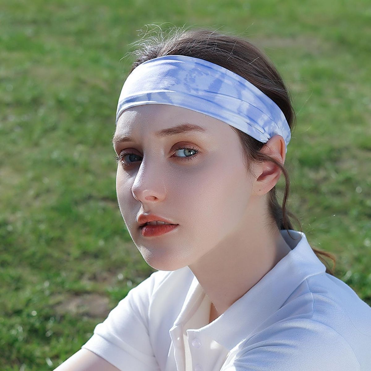 Yoga Hairband Women Workout Sweatband Blue
