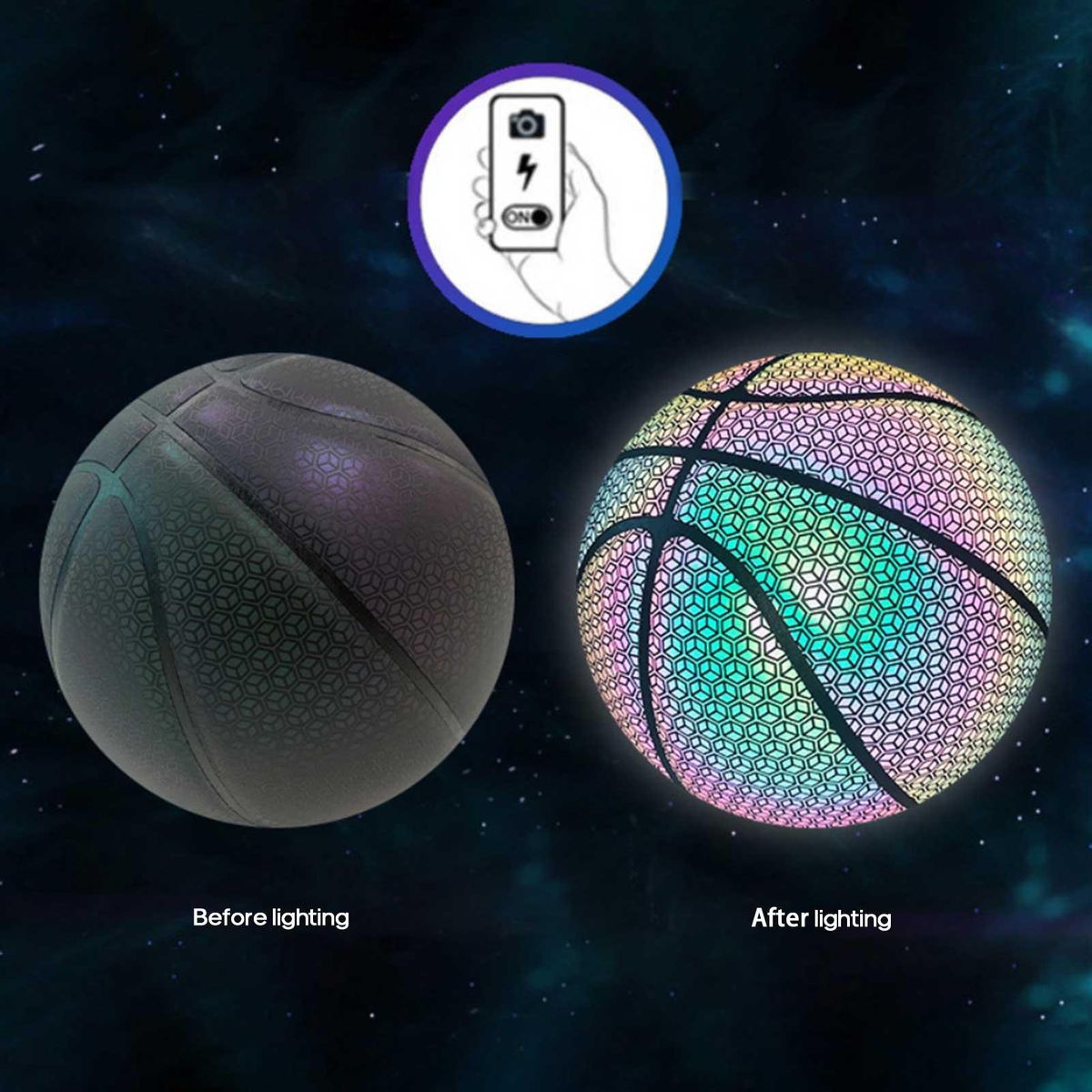 Reflective Basketball Wear-resistant Cool Glowing Luminous Colorful Basketball for Adults