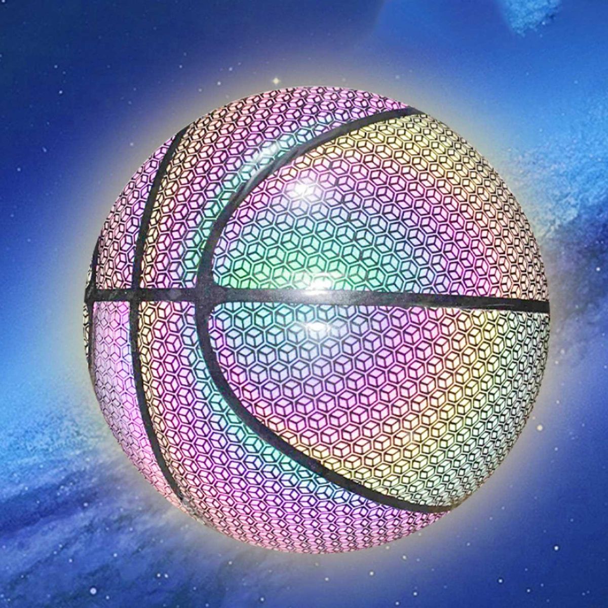 Reflective Basketball Wear-resistant Cool Glowing Luminous Colorful Basketball for Adults